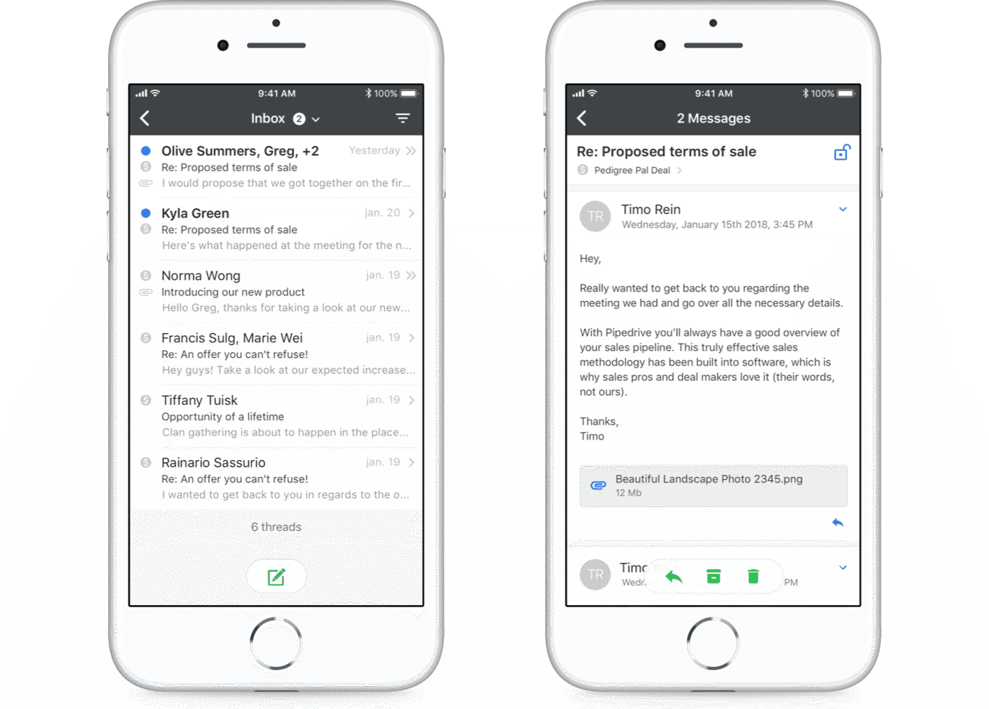 View of a phone displaying messages with a customer.