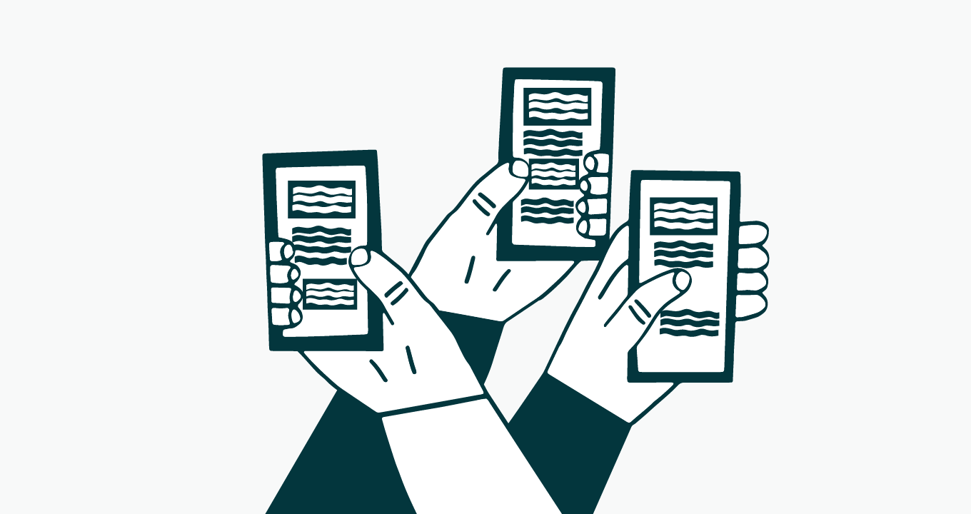 hands holding cell phones