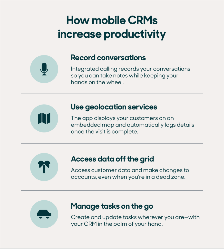List of mobile CRM use cases to increase productivity.